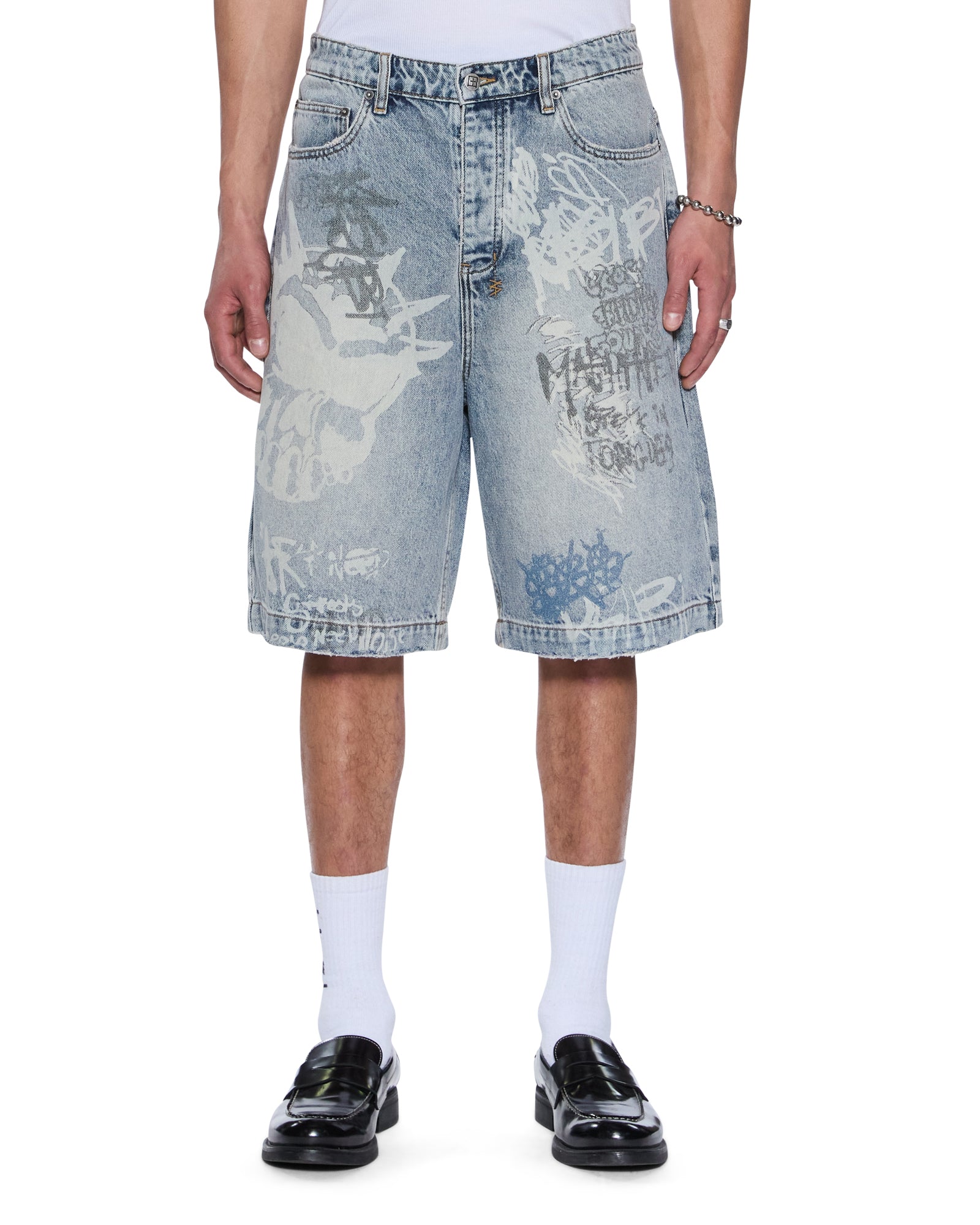 MENS MAXX SHORT ROGUE BLUE GRAFFITI RELAXED WALKSHORTS