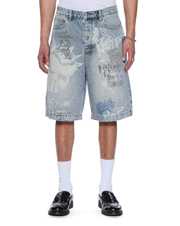 Mens Maxx Short Rogue Blue Graffiti Walkshorts | Ksubi ++