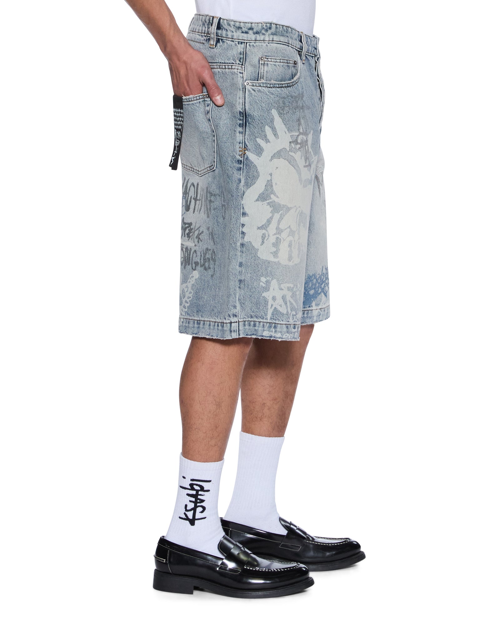 MENS MAXX SHORT ROGUE BLUE GRAFFITI RELAXED WALKSHORTS