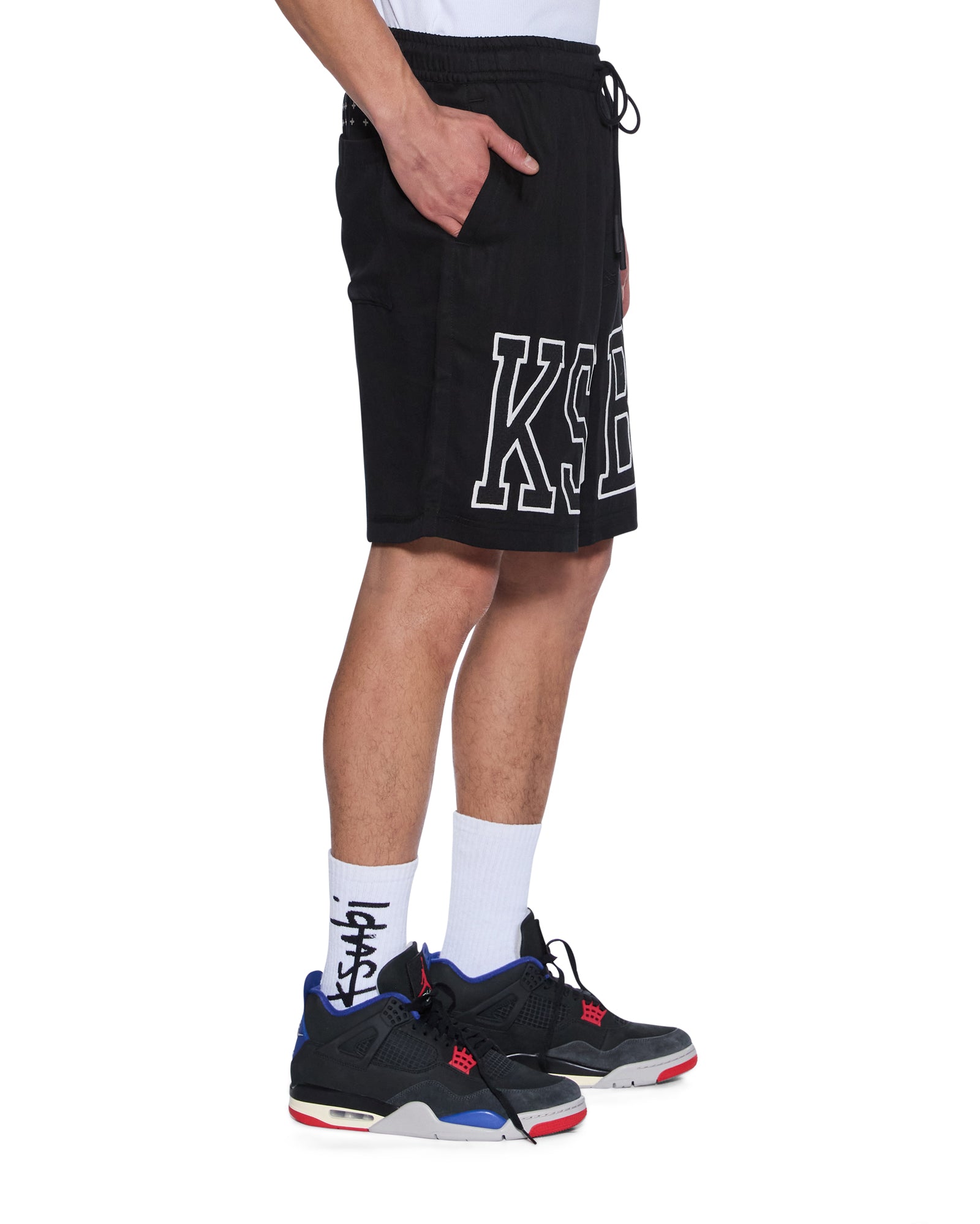 MENS  TOUCHDOWN LIFE SHORT BLACK BAGGY WALKSHORTS