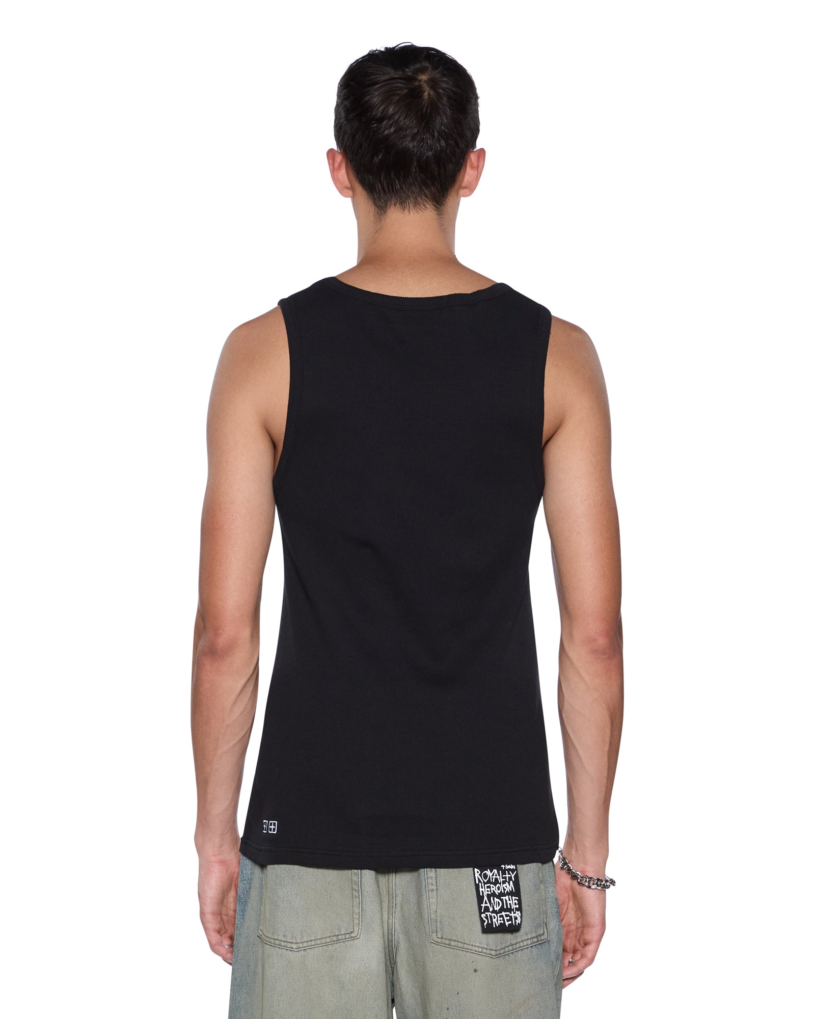 MENS  DEBUT SINGLET BLACK FITTED TEES