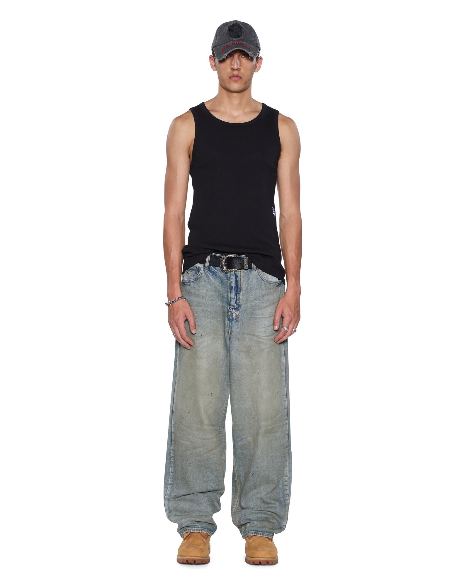 MENS DEBUT SINGLET BLACK FITTED TEES