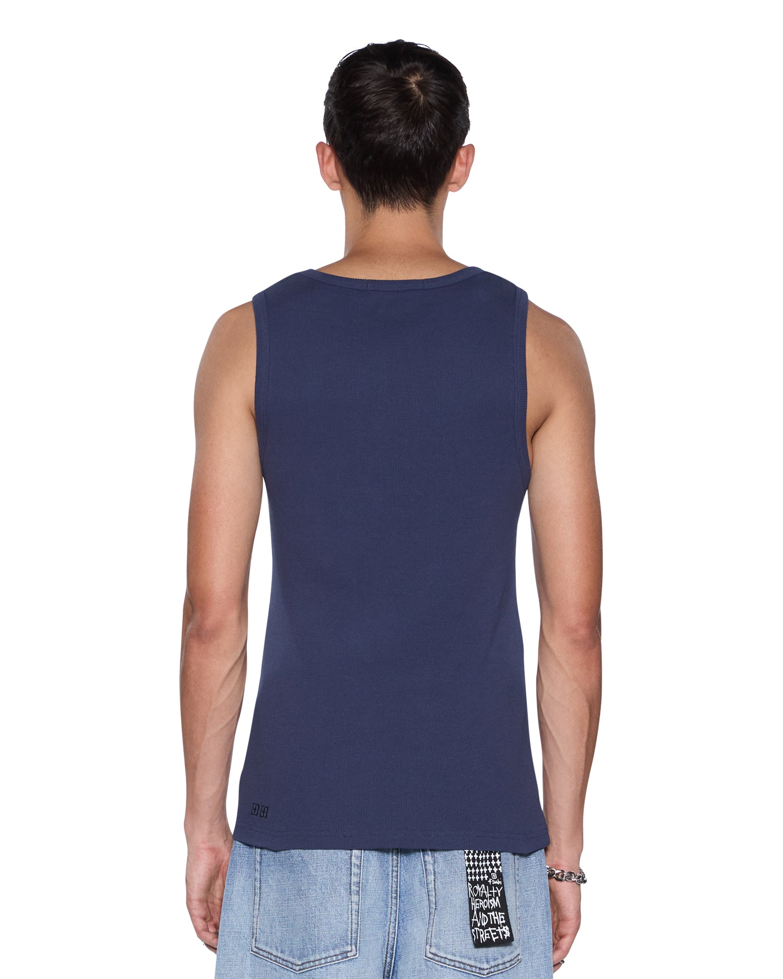 MENS  DEBUT SINGLET NAVY FITTED TEES