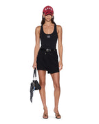 WOMENS STACKED ORIGIN TANK BLACK FASHION TOPS