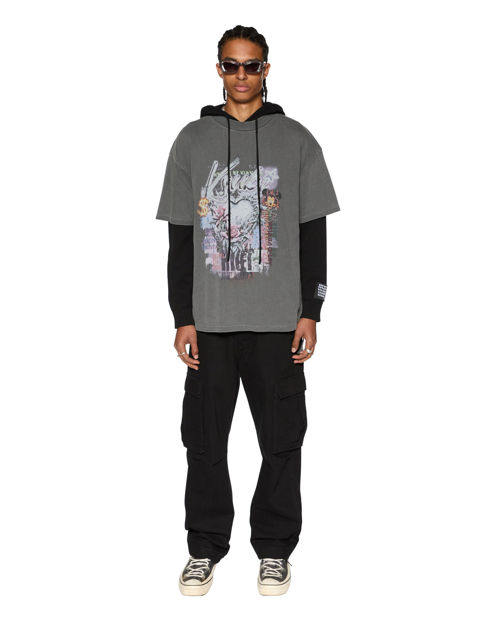 Mens Sketch Ekcess Ss Tee Charcoal Oversized Tees - Grey