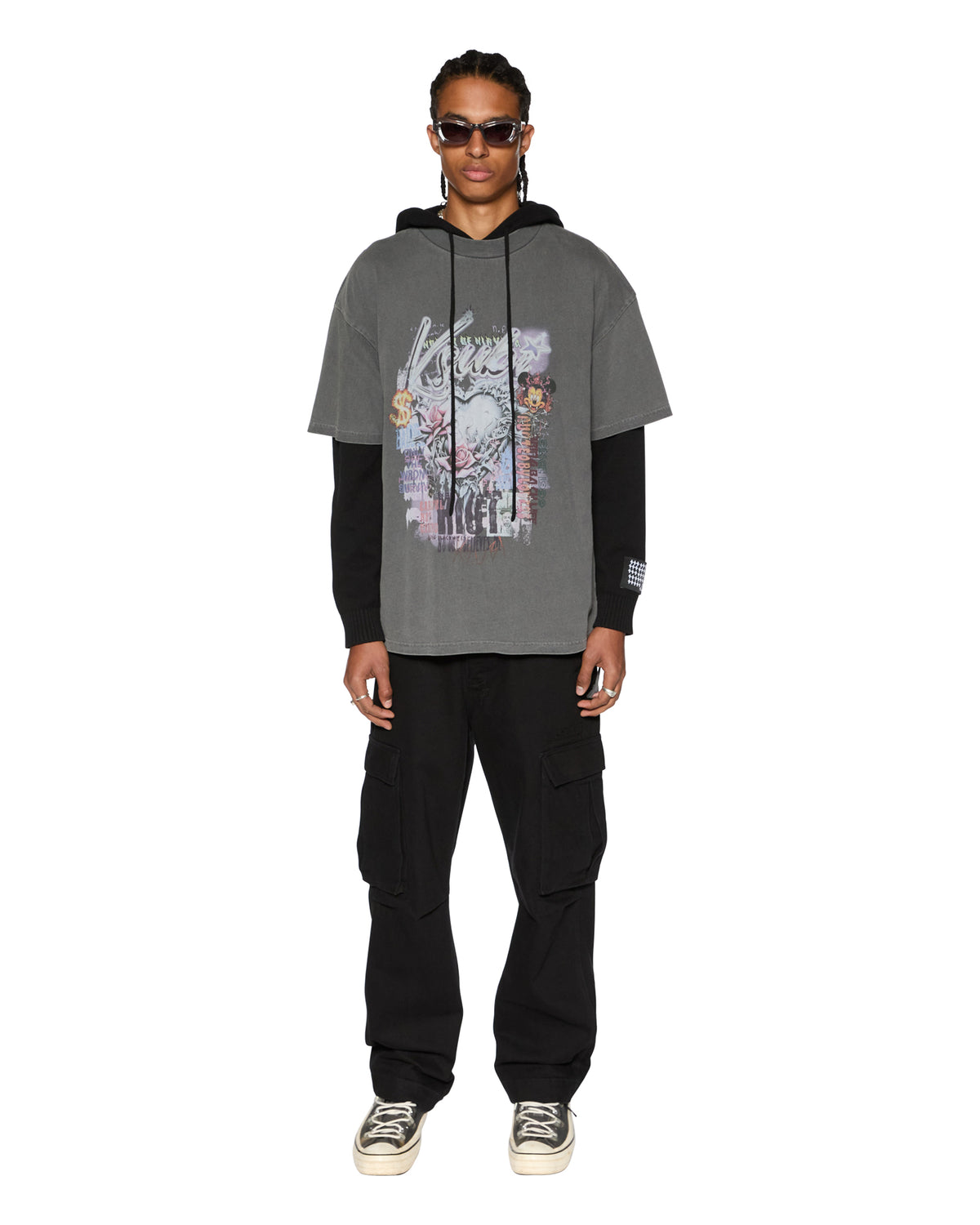 Mens Sketch Ekcess Ss Tee Charcoal Oversized Tees - Grey