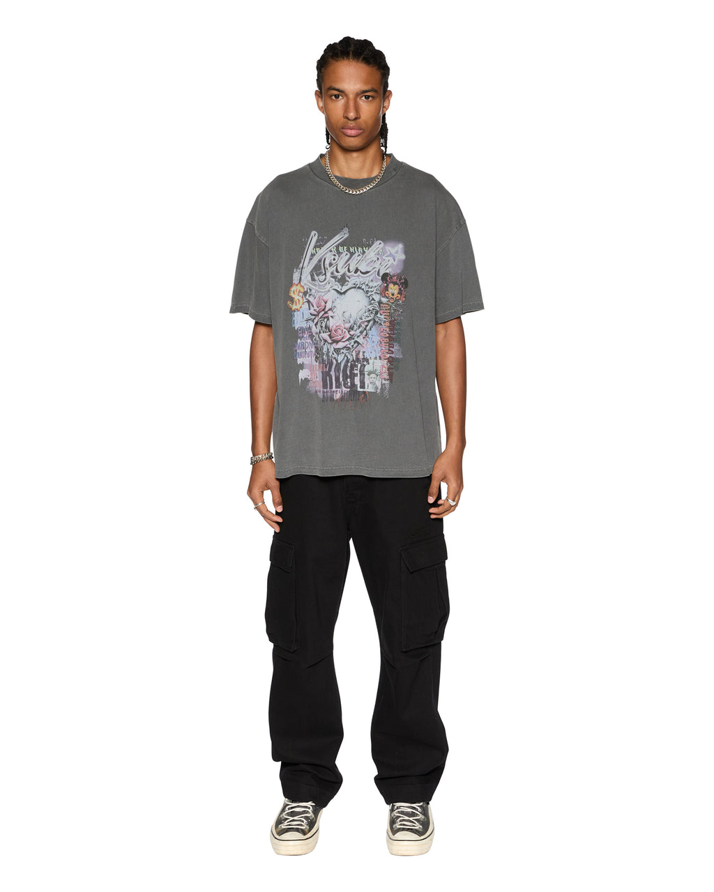 Mens Sketch Ekcess Ss Tee Charcoal Oversized Tees - Grey