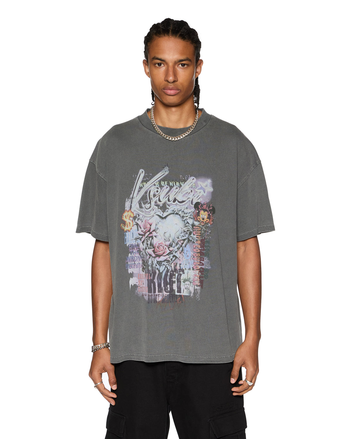 Mens Sketch Ekcess Ss Tee Charcoal Oversized Tees - Grey