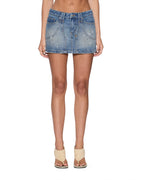 WOMENS MICRO MINI DENIM SKIRT PAINTER BLUE SKIRTS
