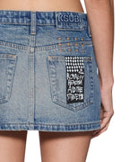 WOMENS MICRO MINI DENIM SKIRT PAINTER BLUE SKIRTS
