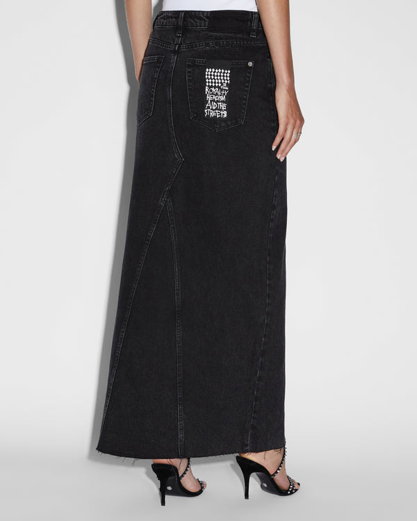 Relax Maxi Skirt - Washed Black Denim | Ksubi ++