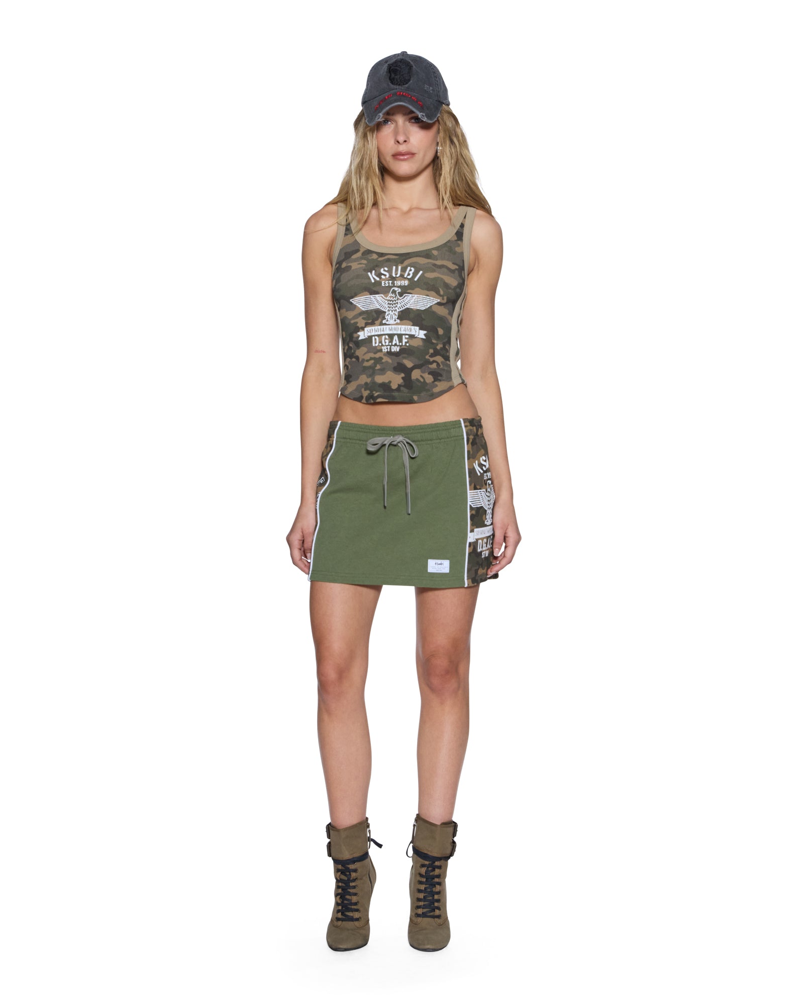 WOMENS  VARSITY CHLOE TANK CAMO SLIM FASHION TOPS