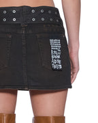 WOMENS MICRO MINI SKIRT BELTED GREASED SKIRTS
