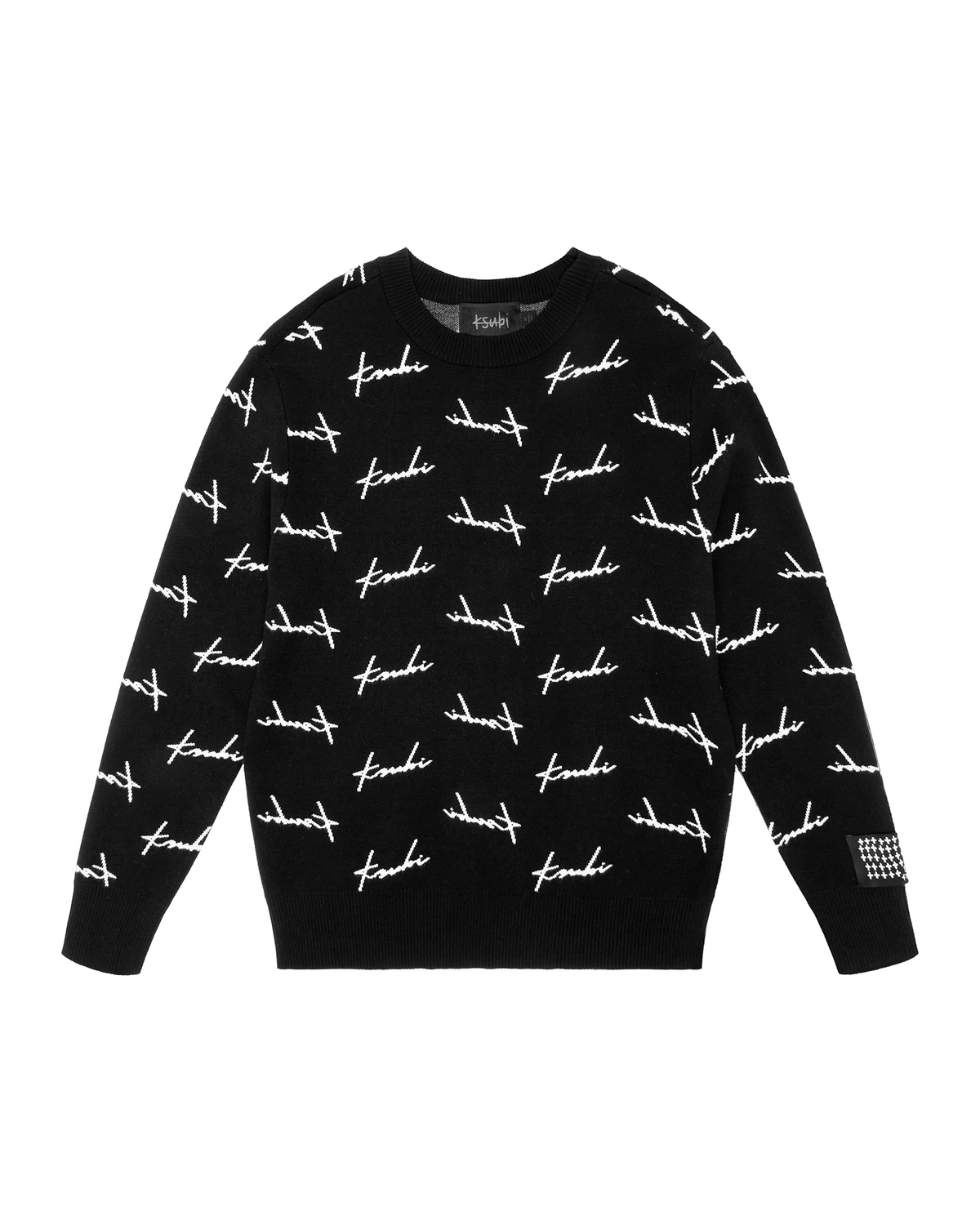 Mens Skript Knit Crew Black Regular Knitwear - Black