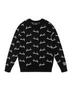 Mens Skript Knit Crew Black Regular Knitwear - Black
