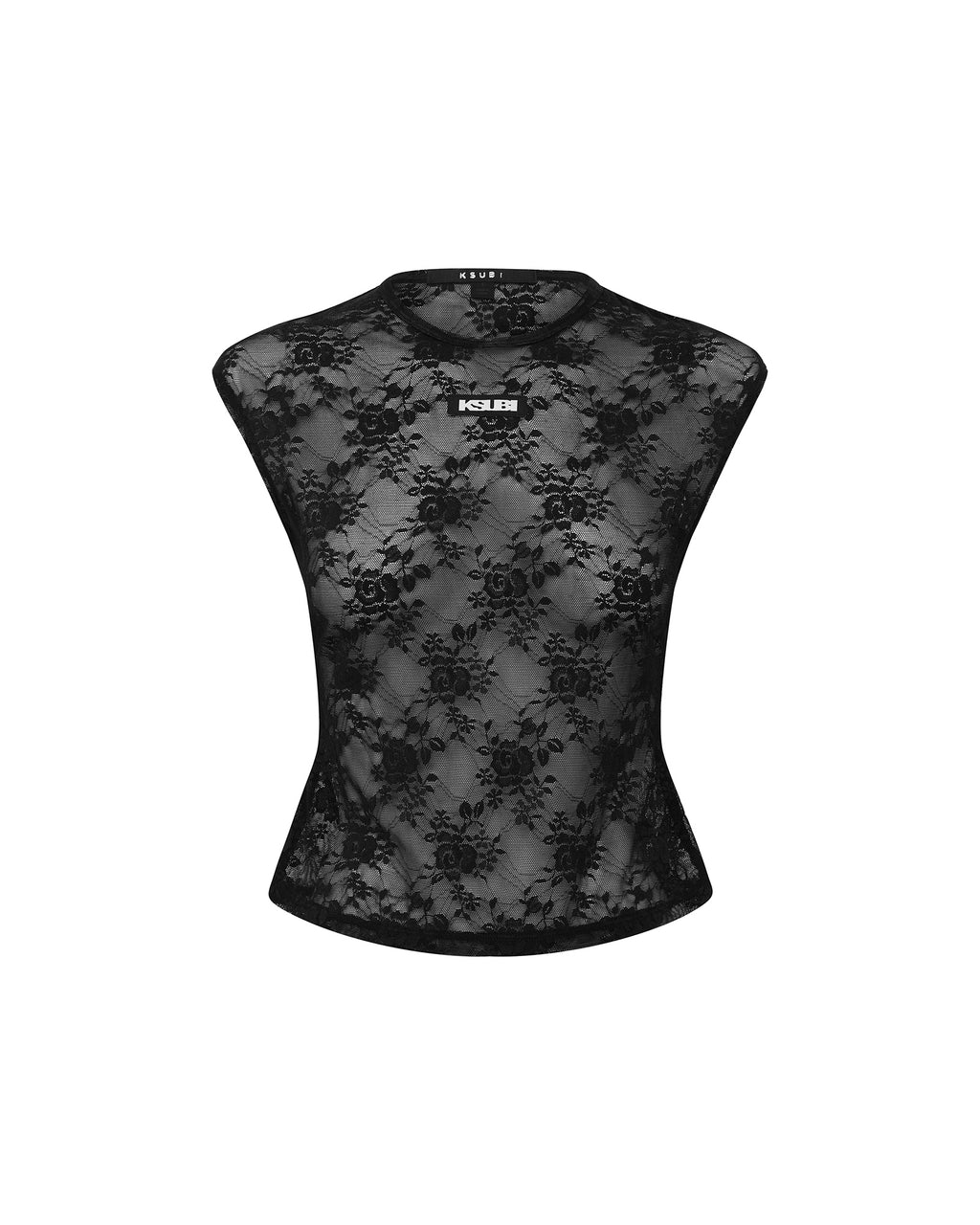 Womens Slim Tee Black Lace Fitted Tees - Black
