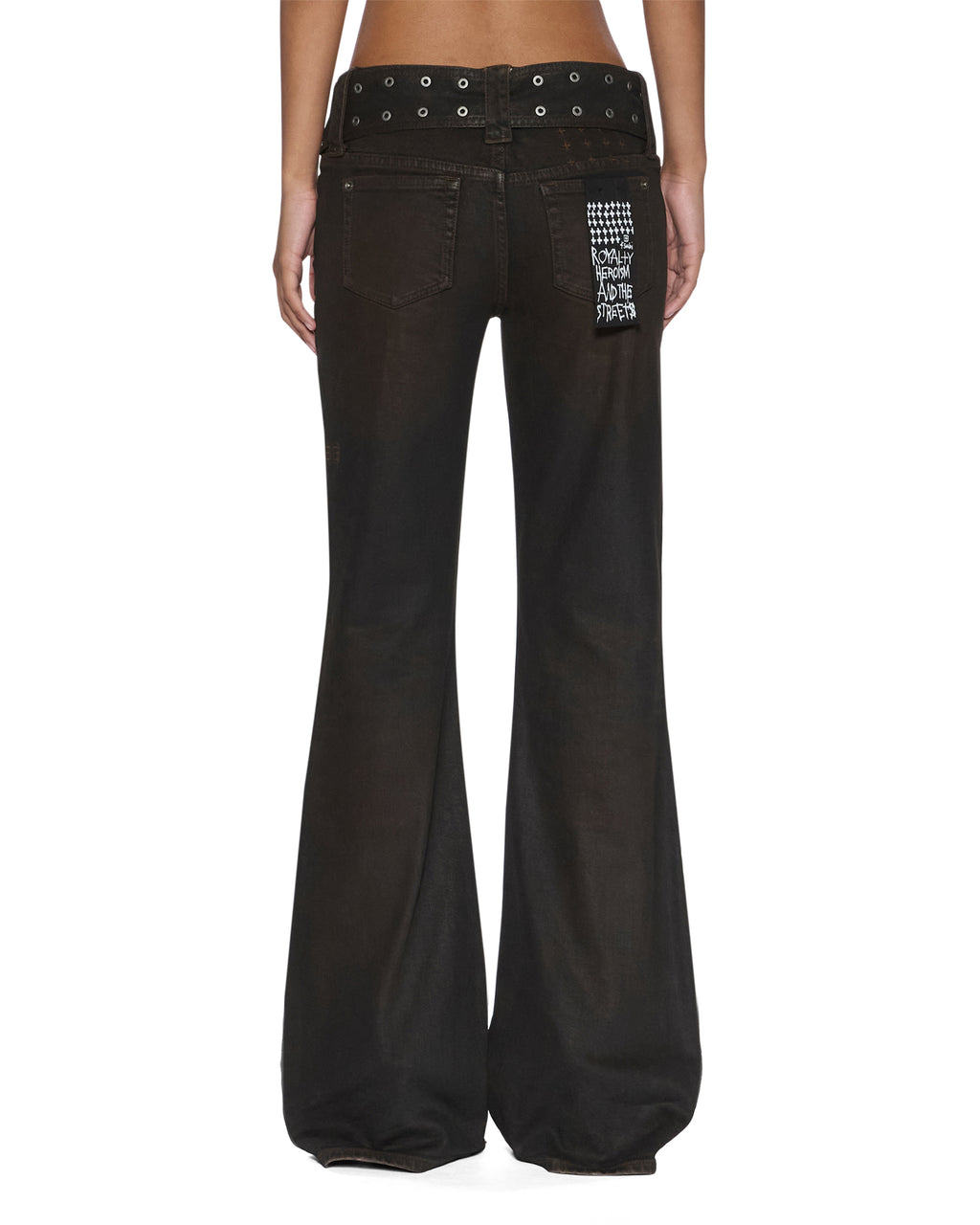 WOMENS SOHO LO BELTED GREASED DENIM JEANS