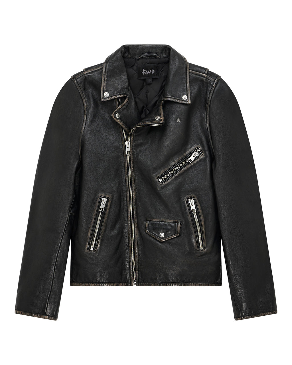 Mens Sott Capitol Leather Jacket Black Regular Jackets - Black