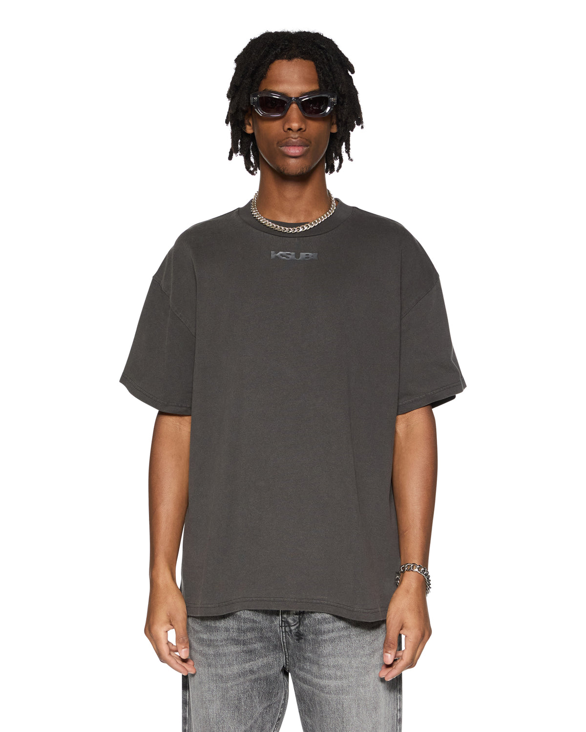 Mens Sott Ekcess Ss Tee Faded Black Oversized Tees - Black