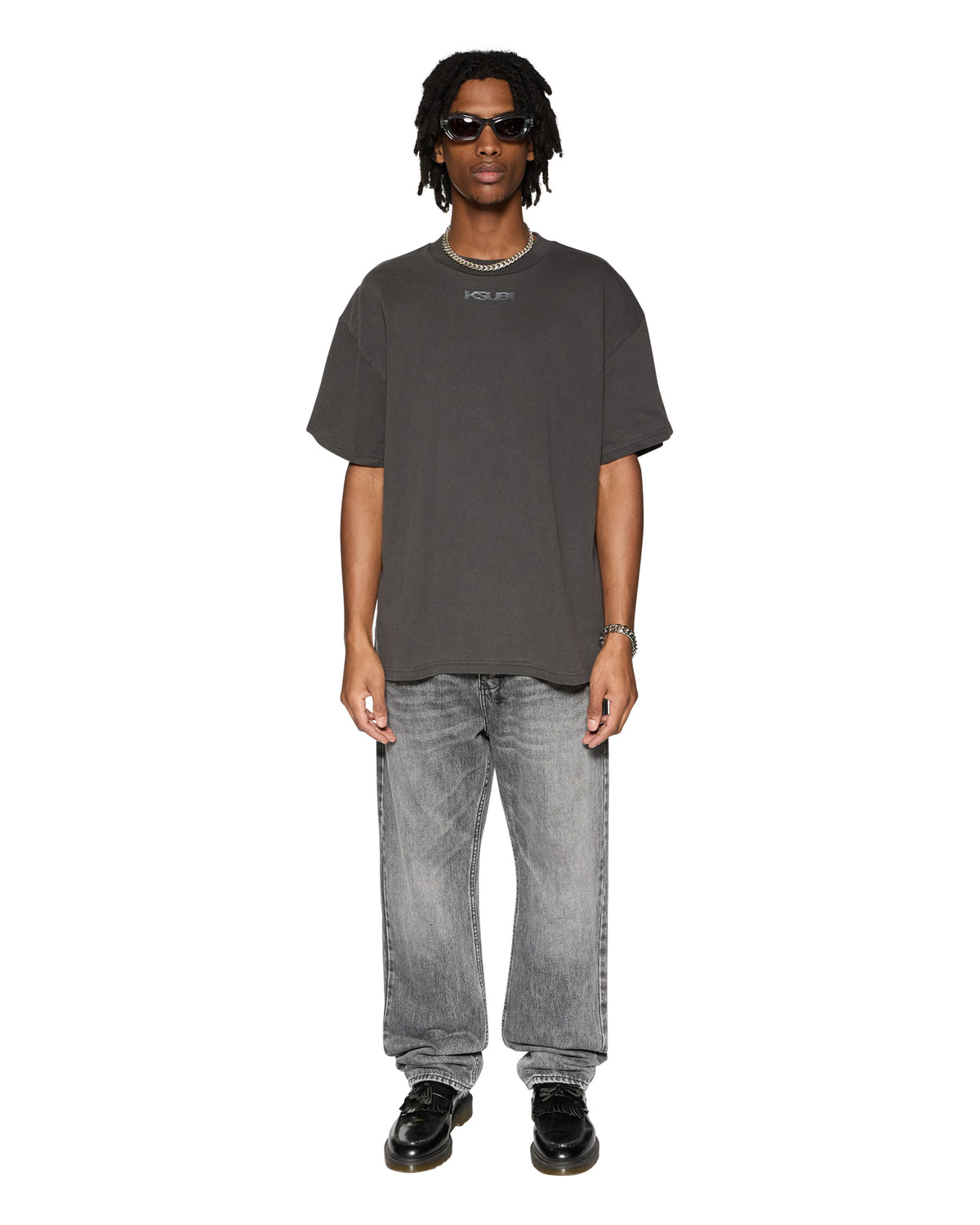 Mens Sott Ekcess Ss Tee Faded Black Oversized Tees - Black