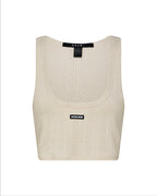 Womens Sott Origin Crop Tank Cream Fitted Fashion Tops - White