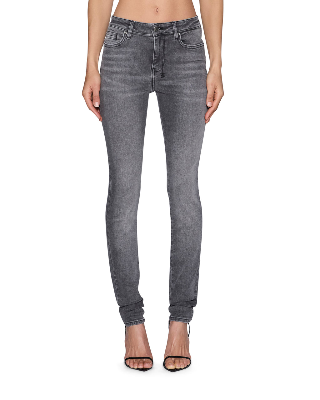 Womens Spray On Xtra Glitch Grey Denim Jeans - Grey