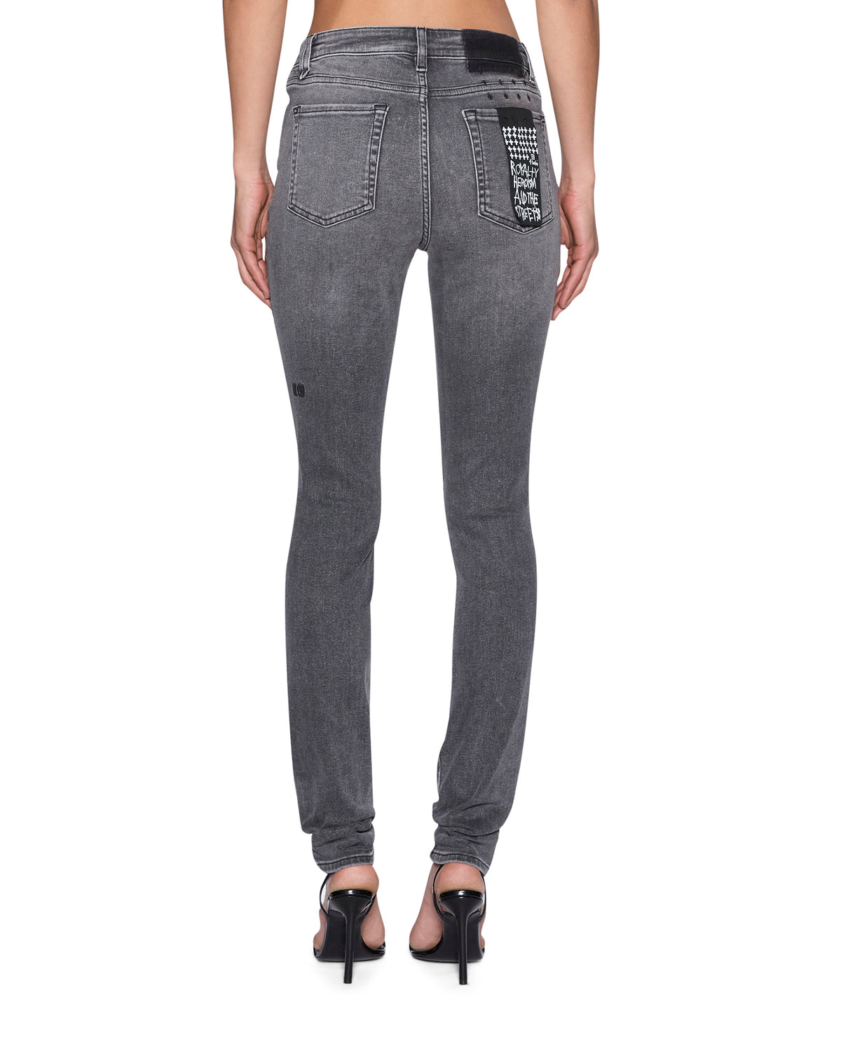 Womens Spray On Xtra Glitch Grey Denim Jeans - Grey