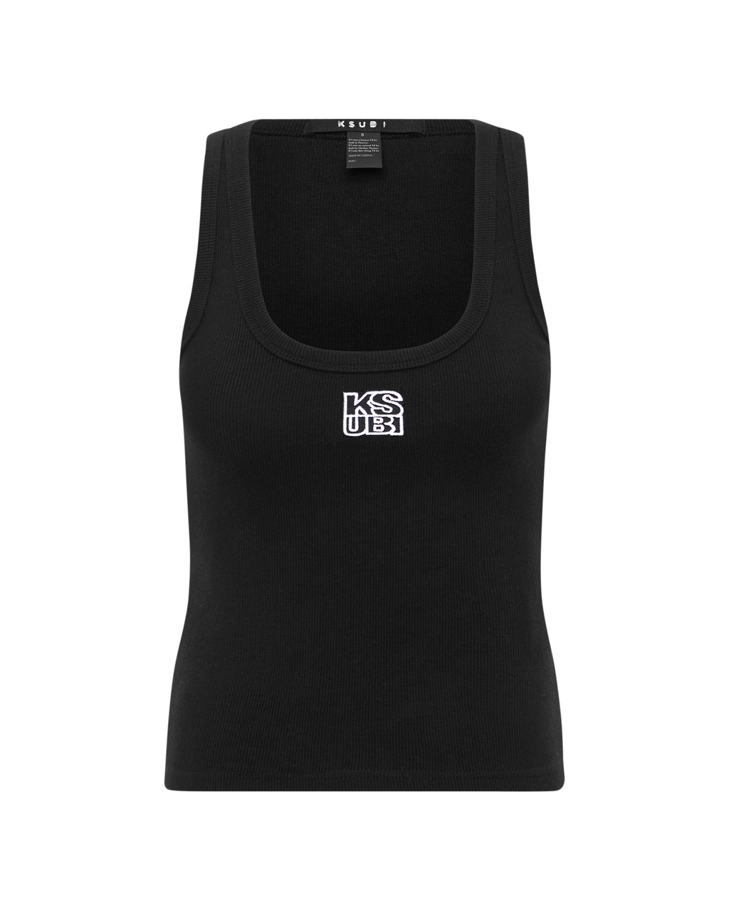 WOMENS STACKED ORIGIN TANK BLACK FASHION TOPS