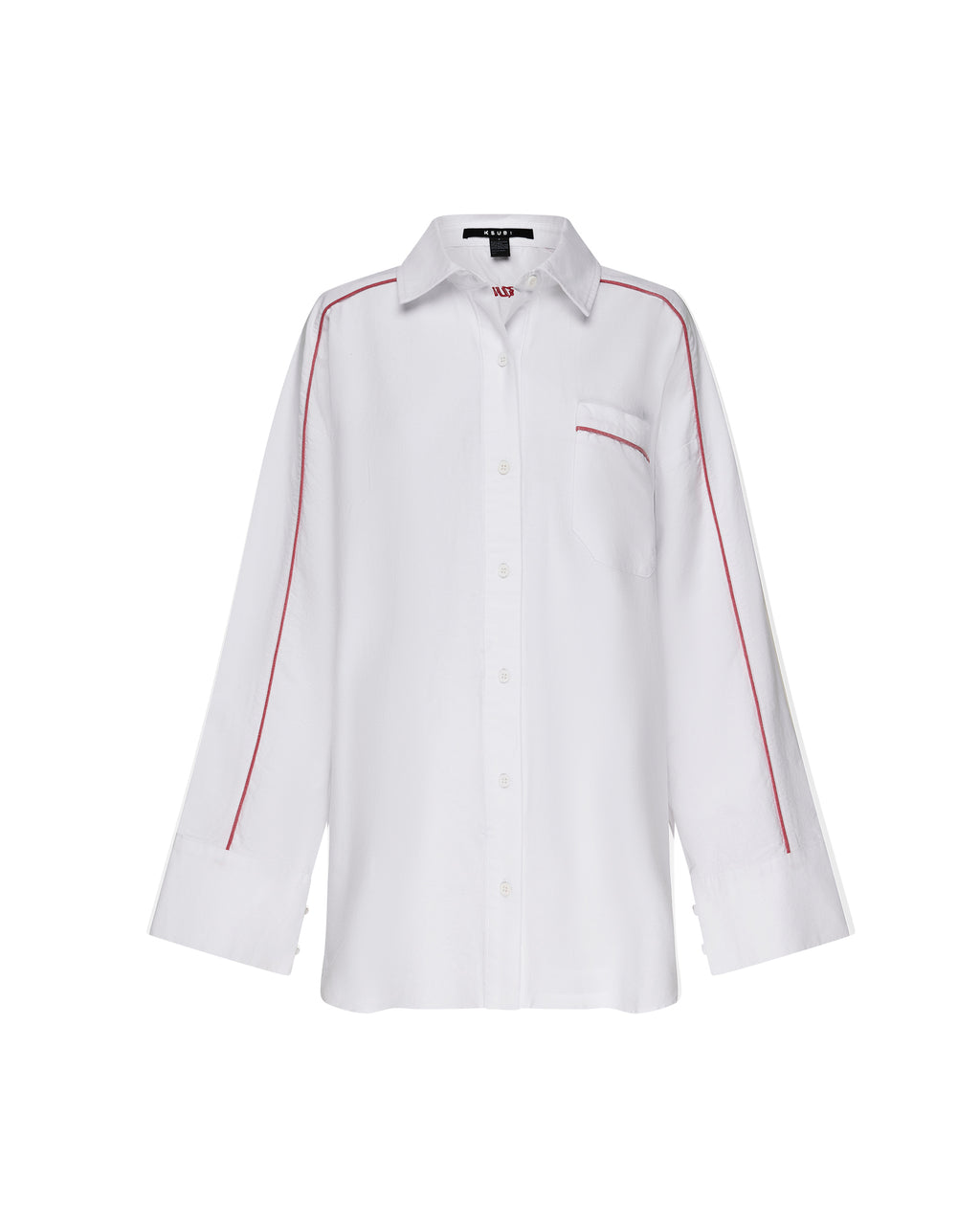 Womens Stinger Astra Ls Shirt White/red Oversized Shirts - White