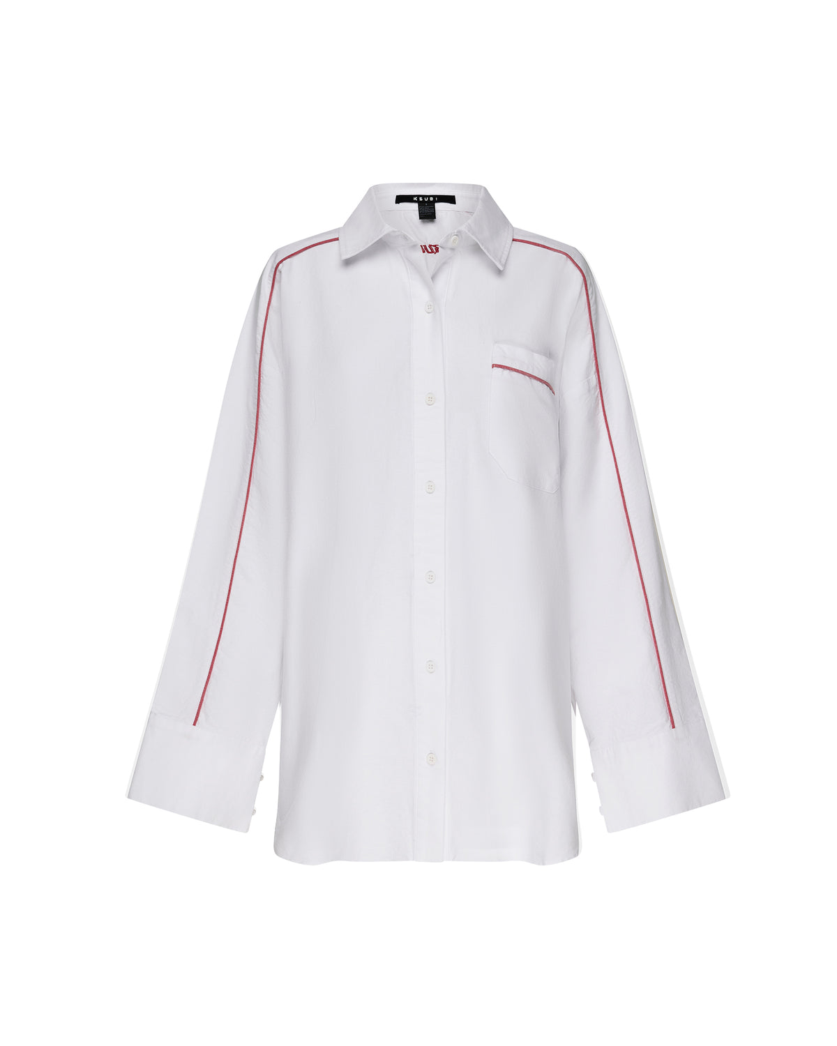 Womens Stinger Astra Ls Shirt White/red Oversized Shirts - White