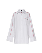 Womens Stinger Astra Ls Shirt White/red Oversized Shirts - White
