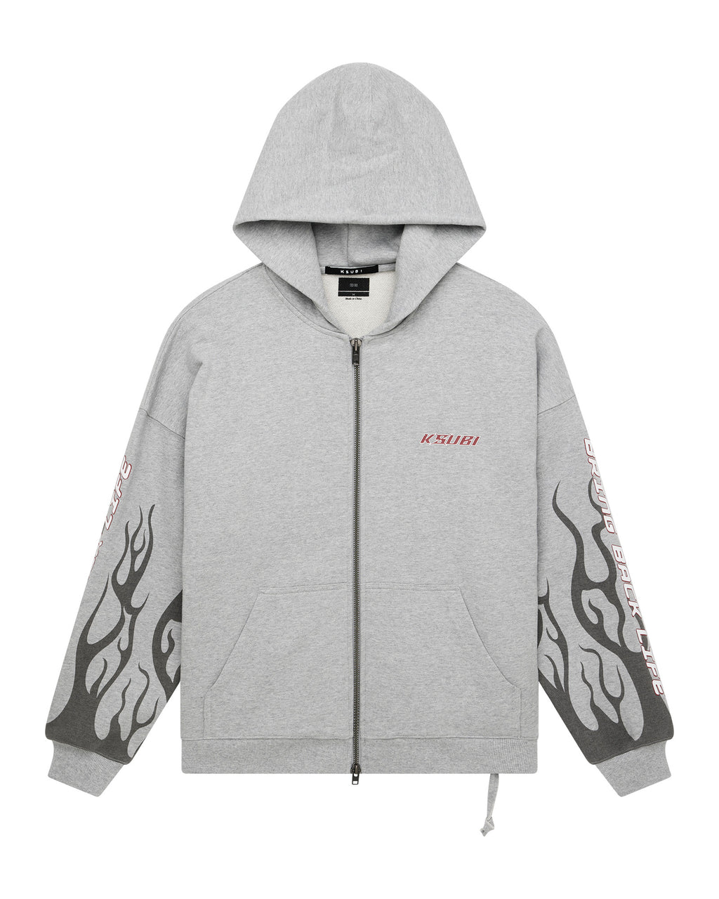 Mens Stinger Ekcess Zip Hoodie Grey Marle Oversized Fleece - Grey