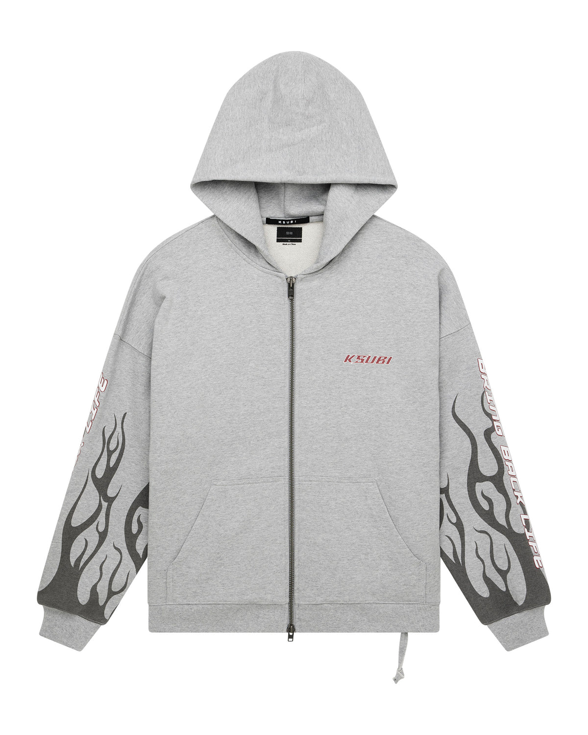 Mens Stinger Ekcess Zip Hoodie Grey Marle Oversized Fleece - Grey