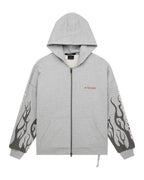 Mens Stinger Ekcess Zip Hoodie Grey Marle Oversized Fleece - Grey