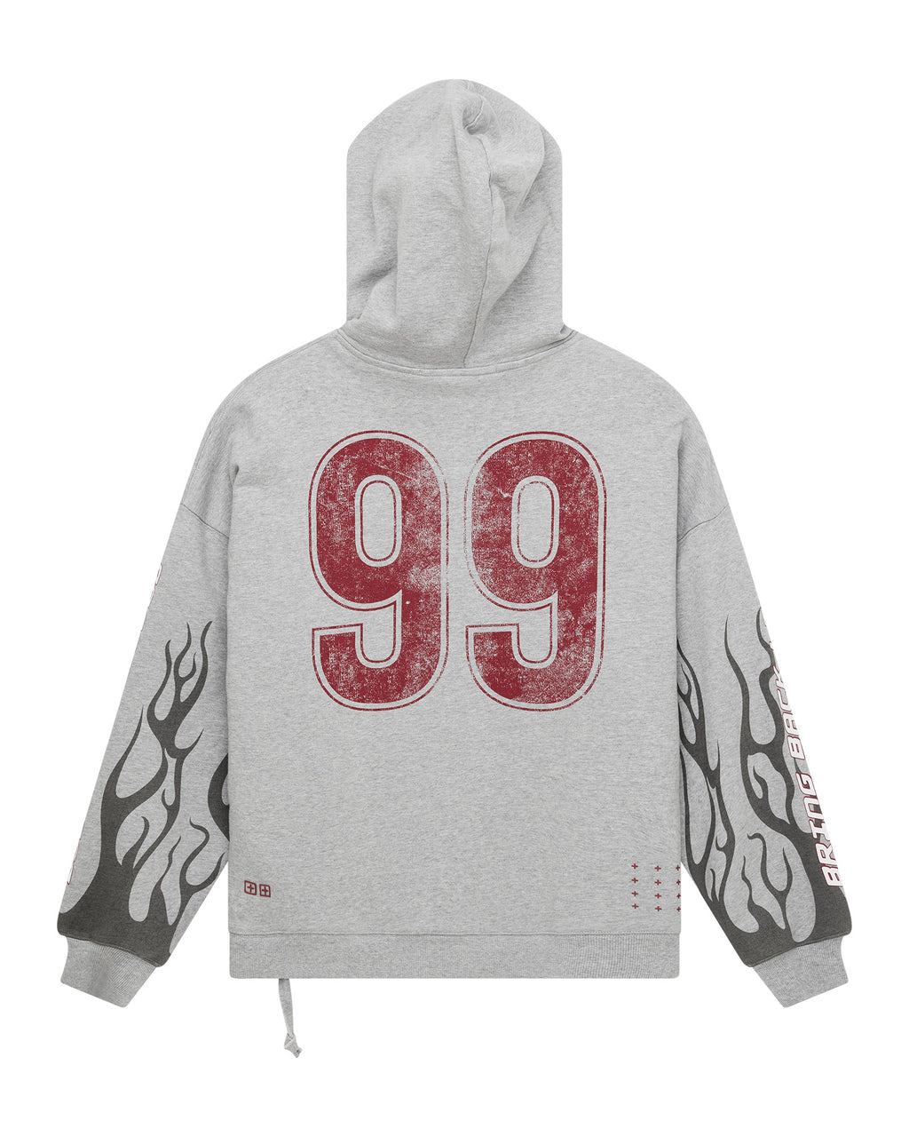 Mens Stinger Ekcess Zip Hoodie Grey Marle Oversized Fleece - Grey