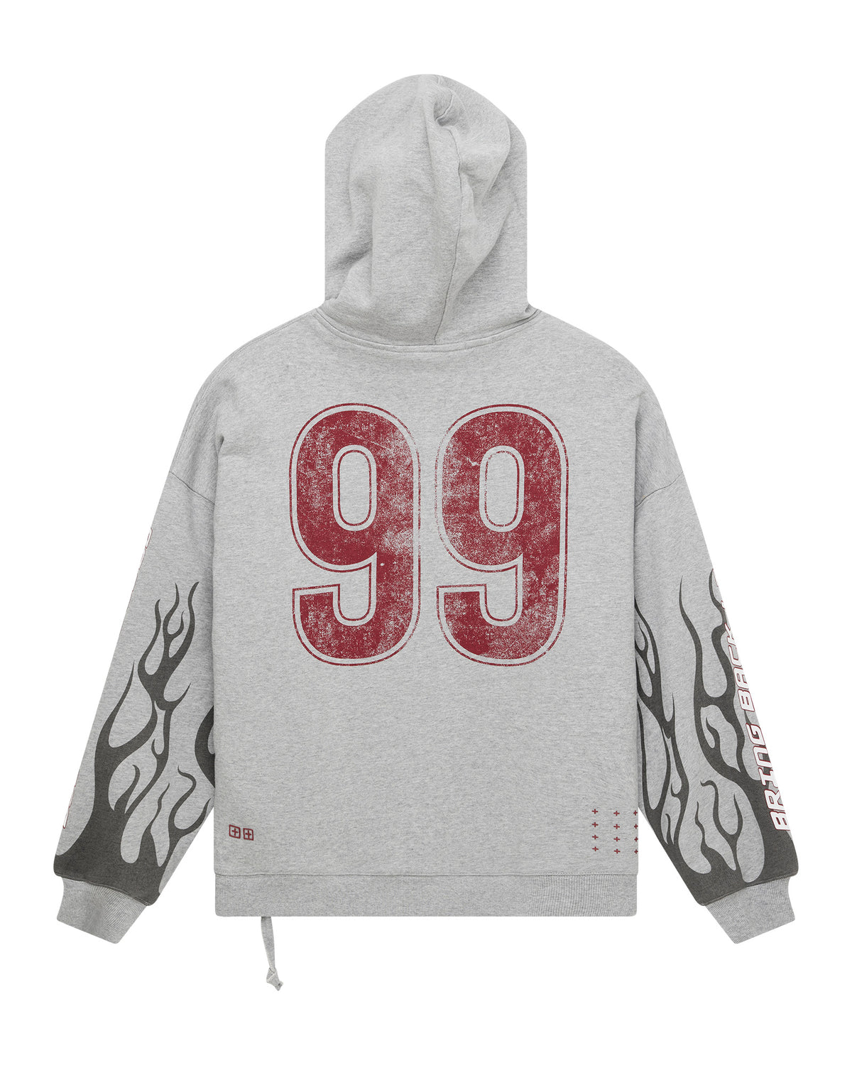 Mens Stinger Ekcess Zip Hoodie Grey Marle Oversized Fleece - Grey