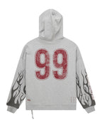 Mens Stinger Ekcess Zip Hoodie Grey Marle Oversized Fleece - Grey