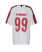 Womens Stinger Moto Boyfriend Jersey White Oversized Tees - White
