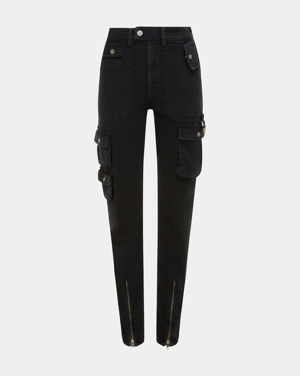 Womens Straight Up Stealth Cargo Slim Straight Denim Jeans - Black
