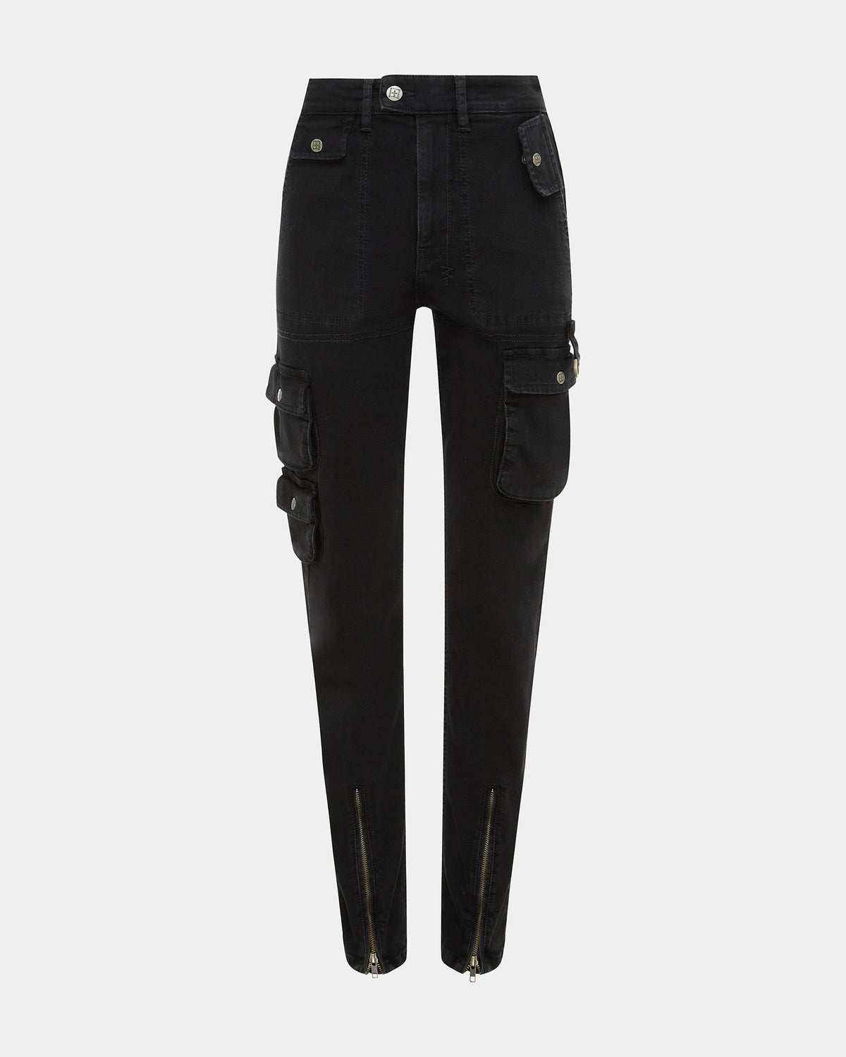 Womens Straight Up Stealth Cargo Slim Straight Denim Jeans - Black
