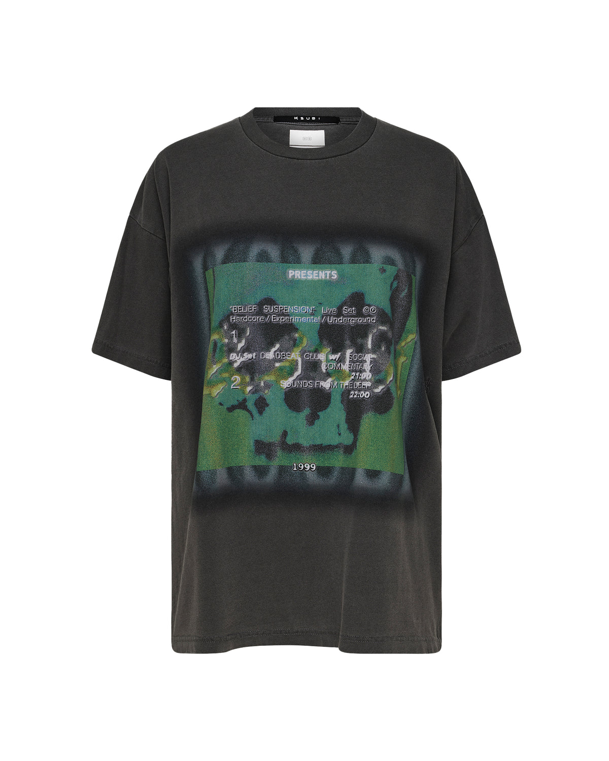 Womens Suspension Oh G Ss Tee Charcoal Oversized Tees - Grey