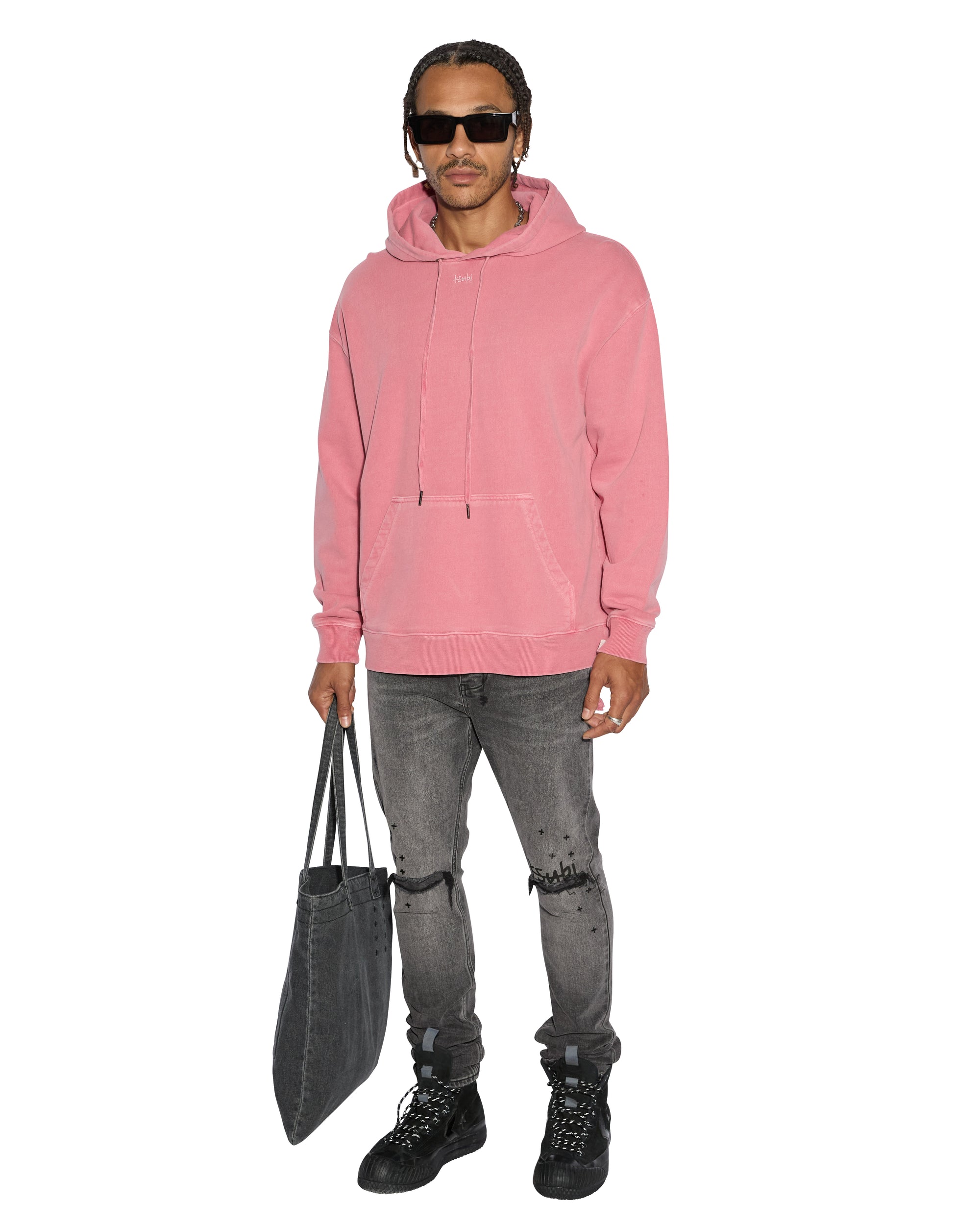 Pink hoodie bleached sale