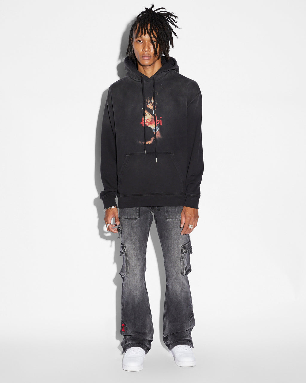 Mens 999 Juice Wrld Biggie Hoodie Jet Black Fade Oversized Fleece - Black