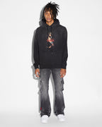Mens 999 Juice Wrld Biggie Hoodie Jet Black Fade Oversized Fleece - Black