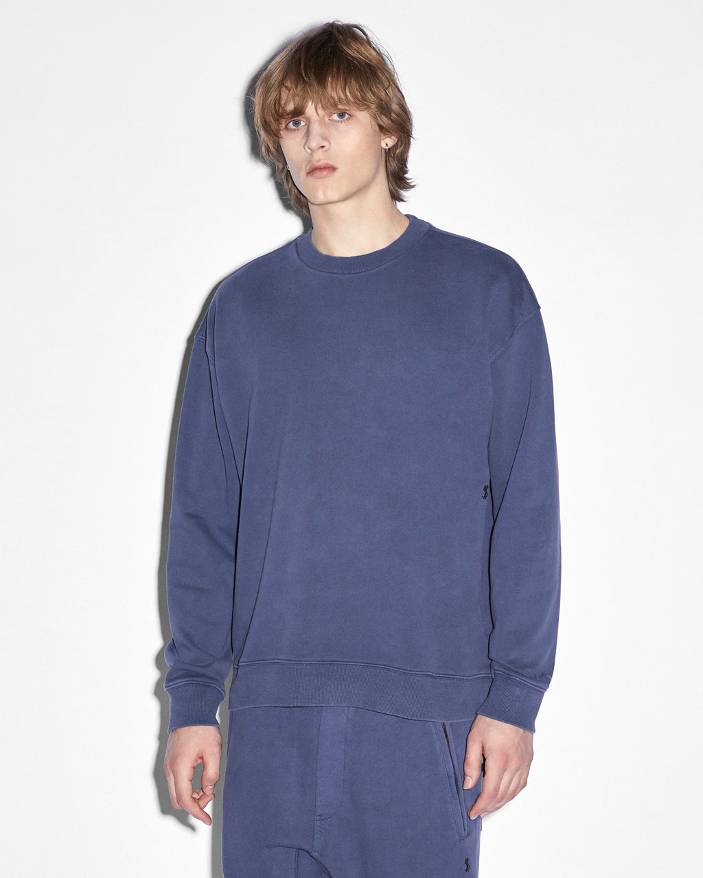 Mens 4x4 Biggie Crew Deep Oversized Fleece - Blue