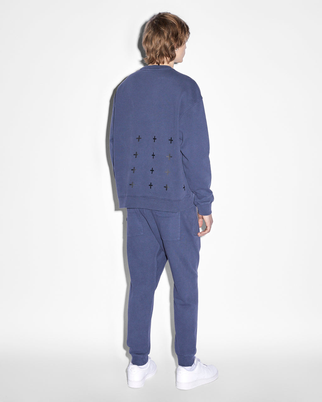 Mens 4x4 Biggie Crew Deep Oversized Fleece - Blue
