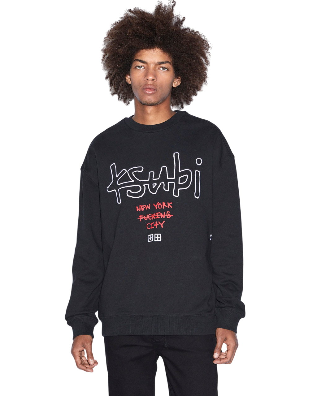 Mens Nyc 4x4 Biggie Crew Jet Black Fleece | Ksubi ++