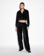 Womens Richie Half Zip Crop Black Boxy Fleece - Black