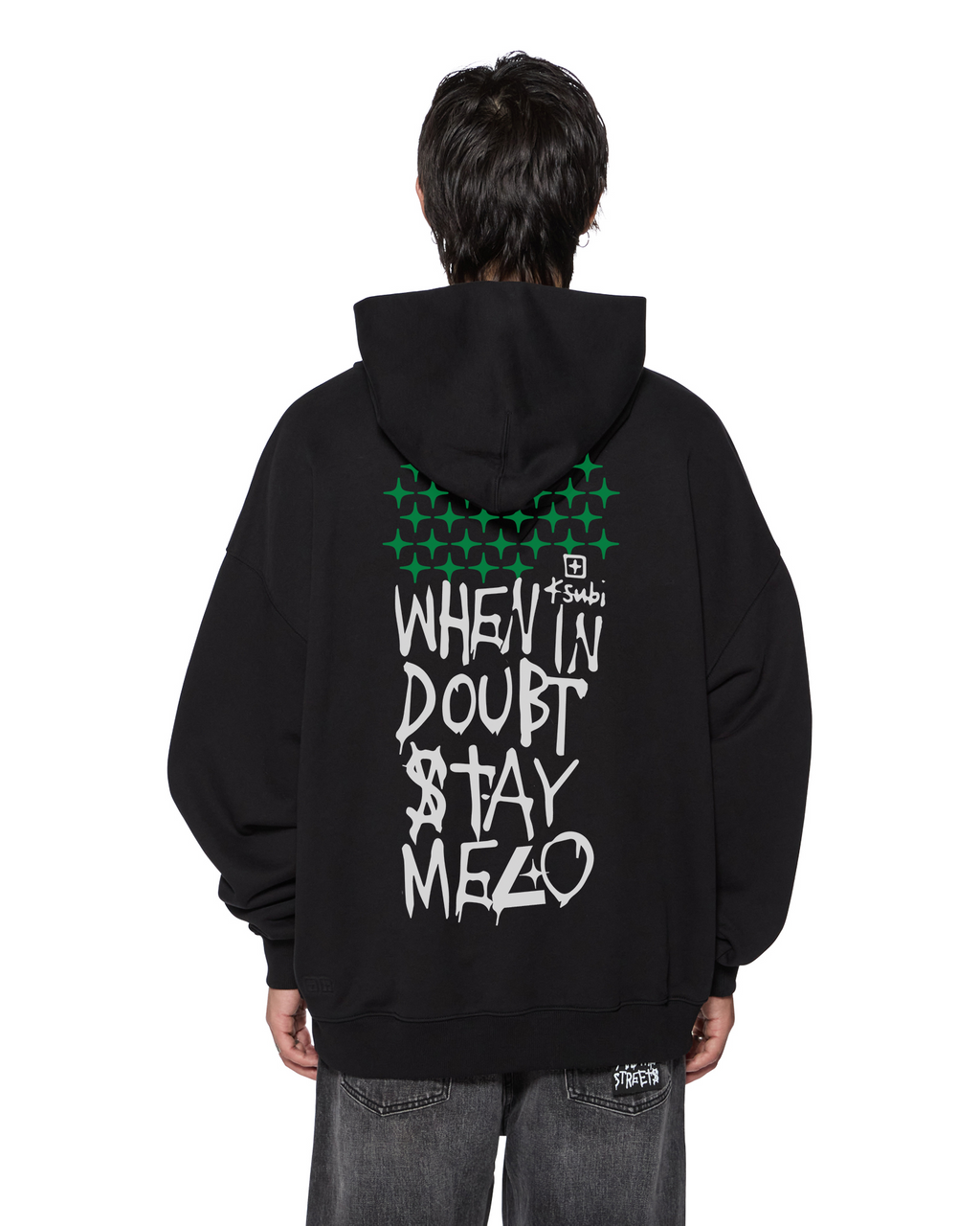 MENS KSUBI X STAYME7O EKCESS HOODIE JET BLACK FLEECE