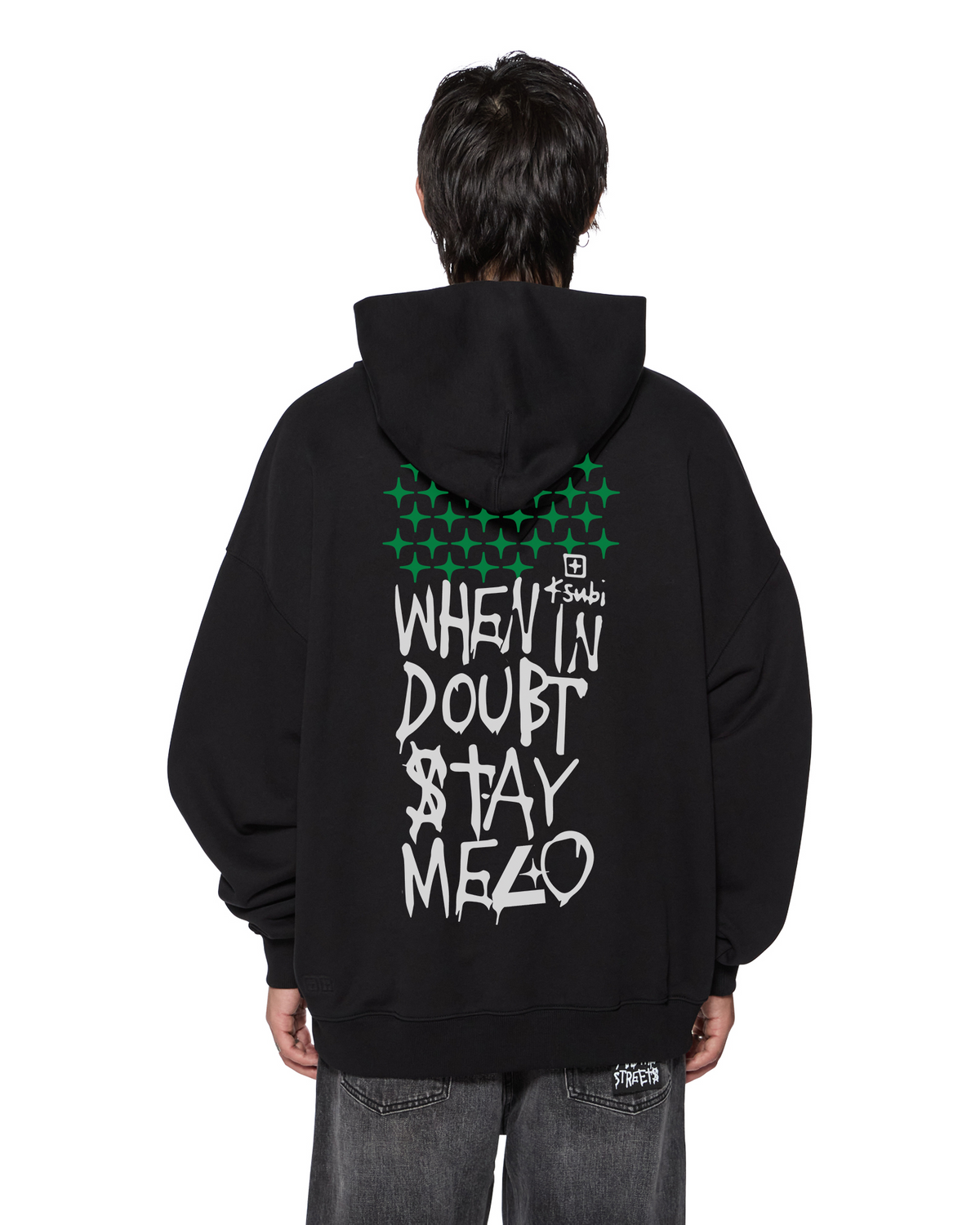 MENS KSUBI X STAYME7O EKCESS HOODIE JET BLACK FLEECE